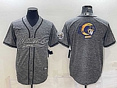 Men's Los Angeles Rams Grey Gridiron Team Big Logo Cool Base Stitched Baseball Jersey,baseball caps,new era cap wholesale,wholesale hats